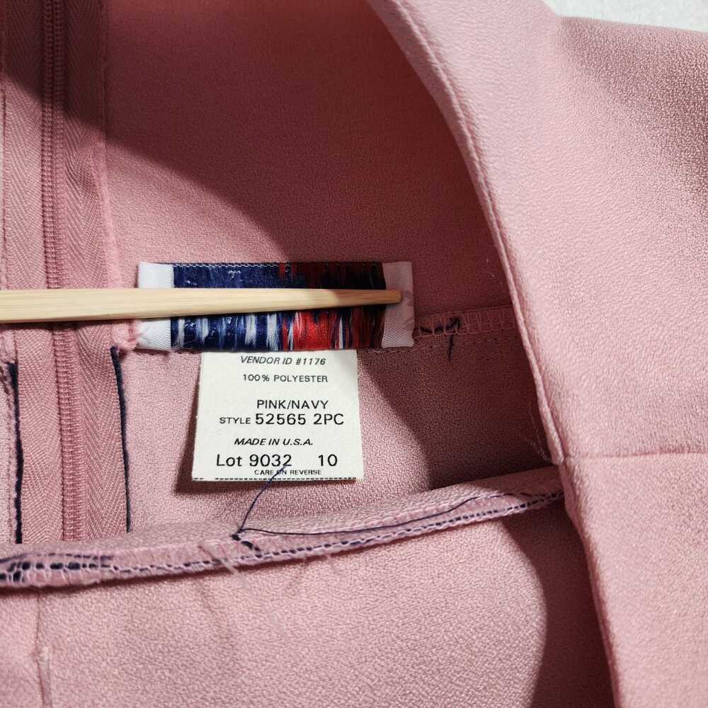 Vintage 1980's Bedford Fair Lifestyles Pink & Navy Dress - Size 10β - Picture 3 of 4